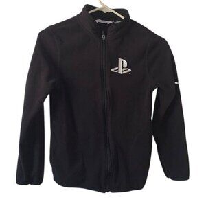 H&M PlayStation Black Full-Zip Jacket Kids 10-12 Logo Design Long Sleeve Officia